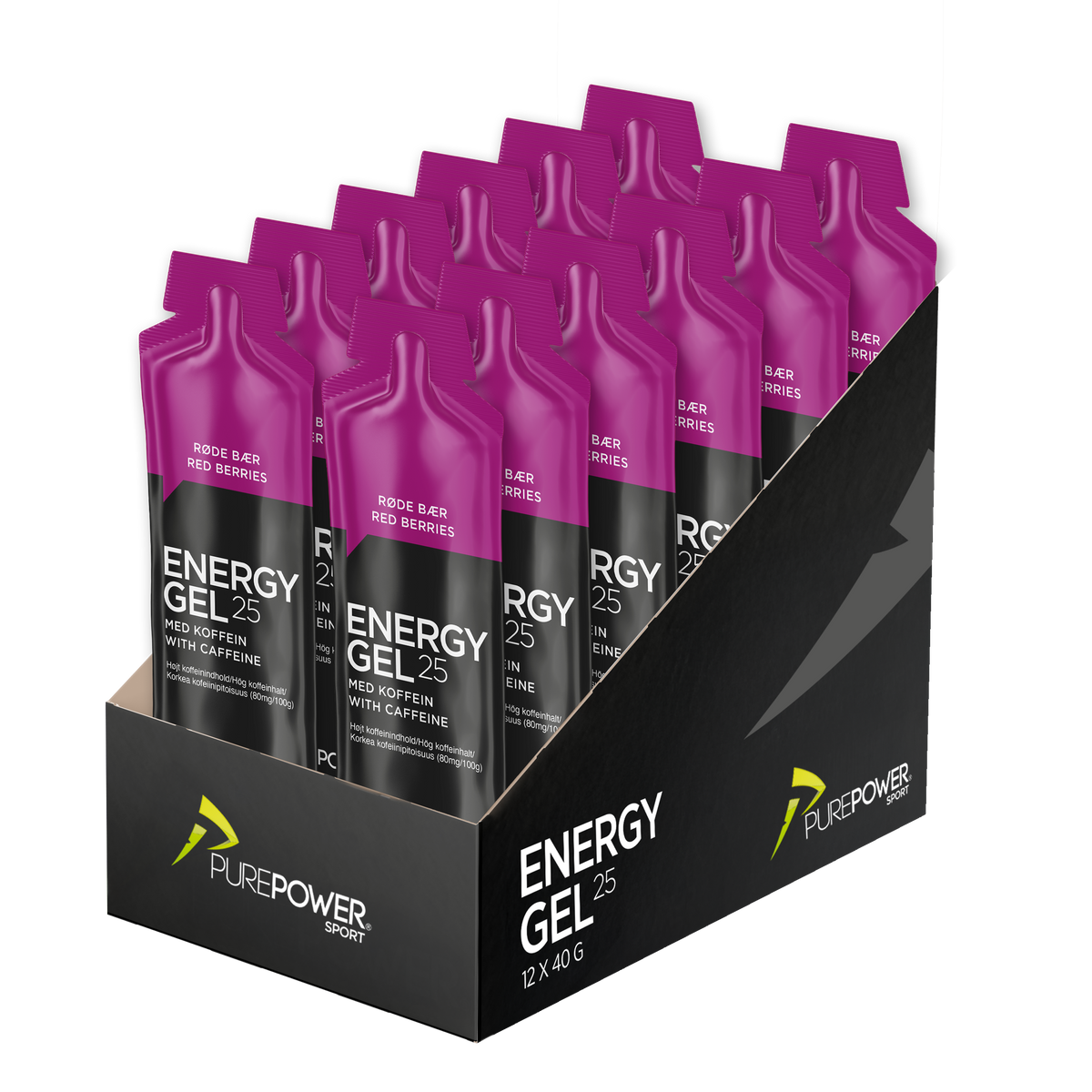 Energy Gel Koffein Røde Bær 12 x 40 g