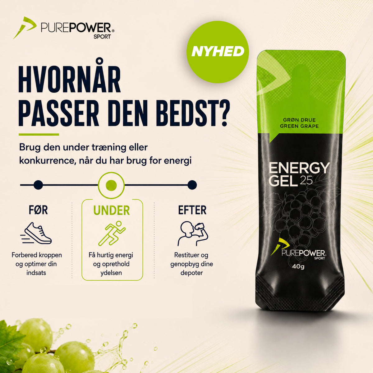 Energy Gel Grøn Drue 12 x 40g