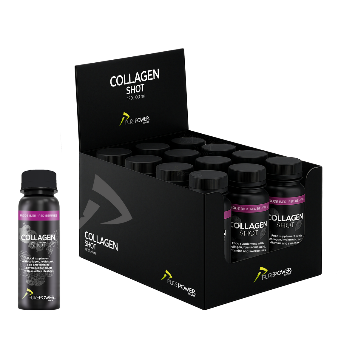 Collagen Shot Rødebær - 12 shots