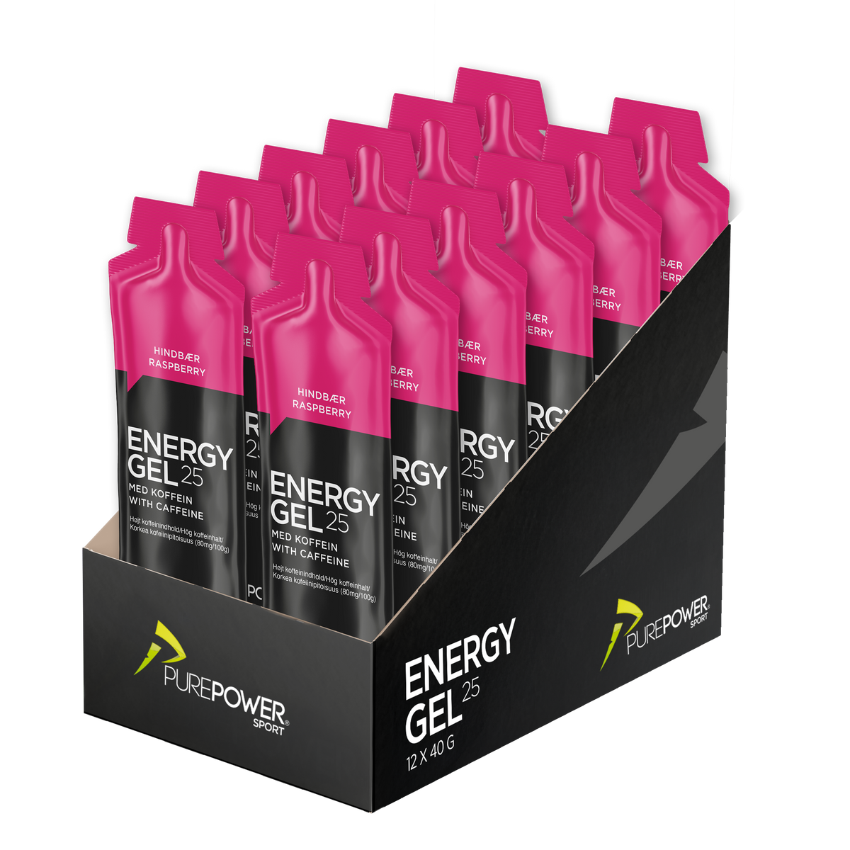 Energy Gel Koffein Bringebær 12 x 40 g